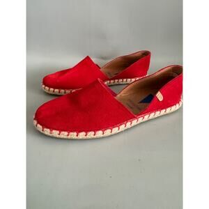 Verbenas Carmen Suede Leather Espadrille Flats sz 38 US 8 Red EUC